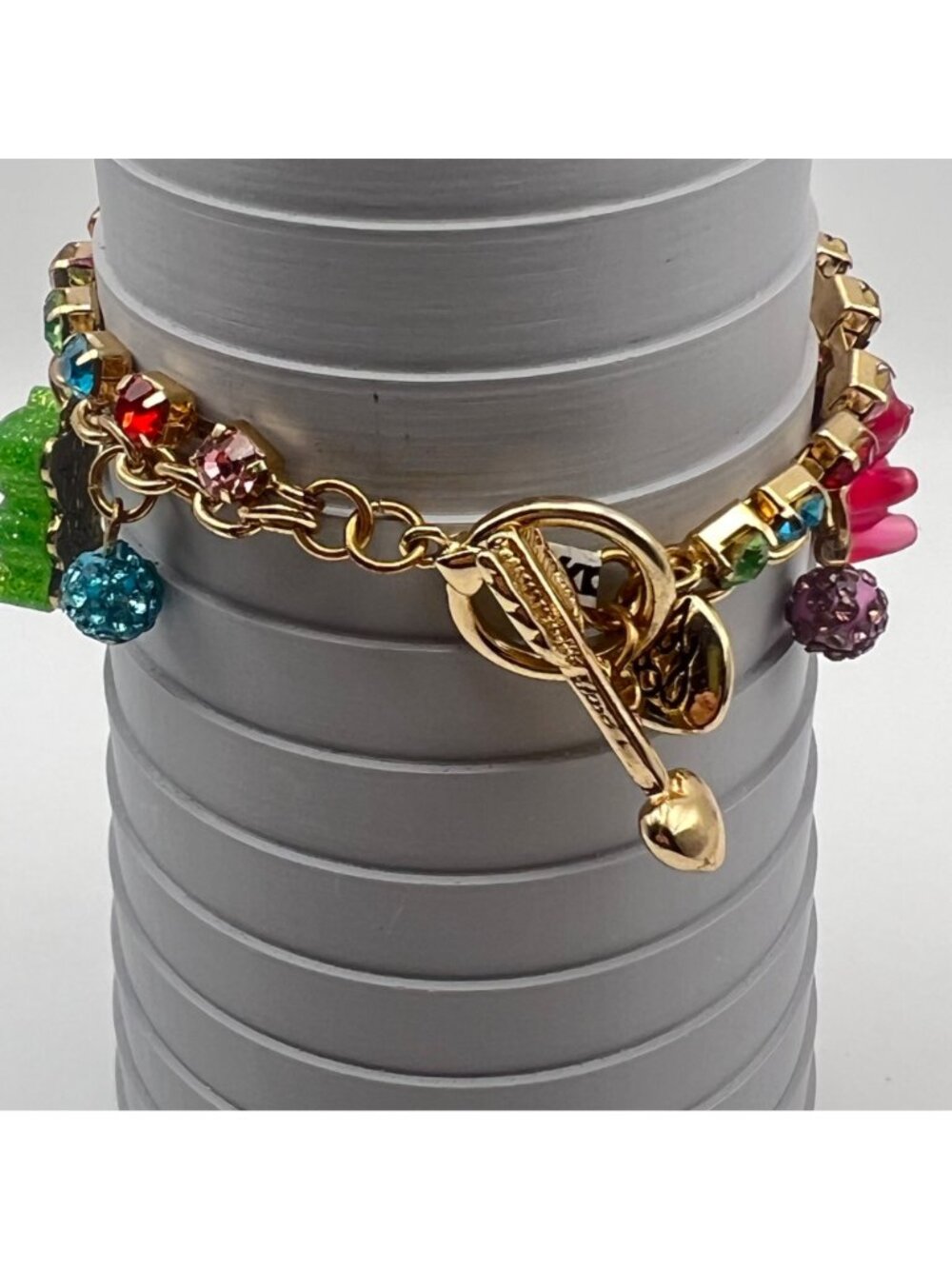 Betsey Johnson Rainbow Gummy Bear Charm Bracelet Rhinestones 8" Gold-Tone NWOT - Picture 13 of 14